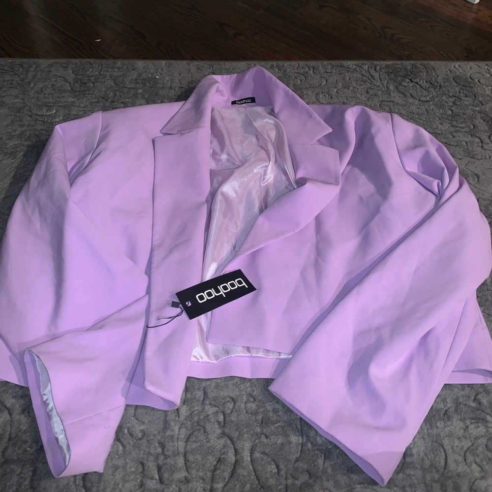 Boohoo purple pant suit